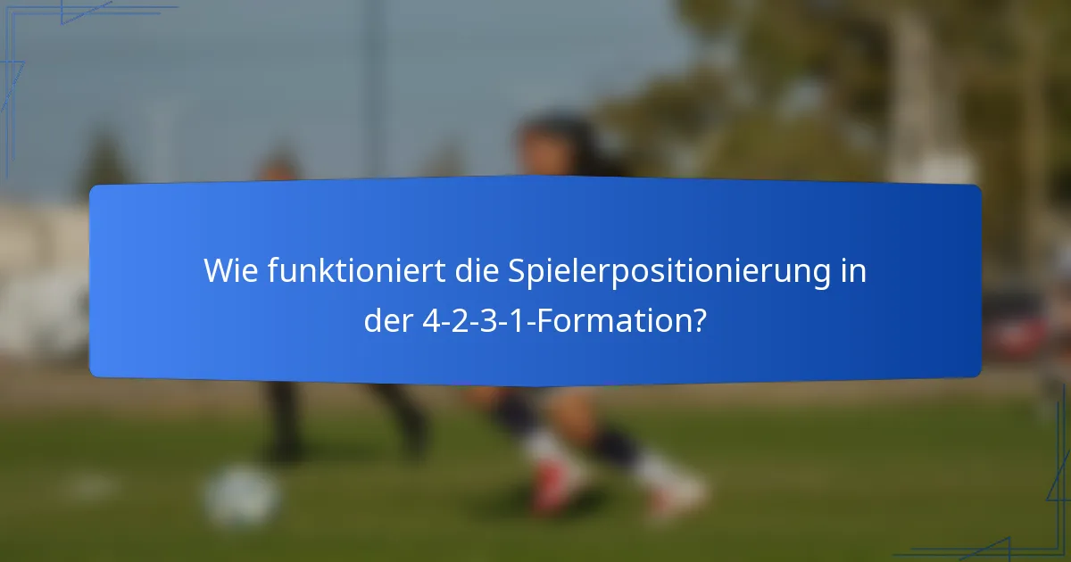 Wie funktioniert die Spielerpositionierung in der 4-2-3-1-Formation?