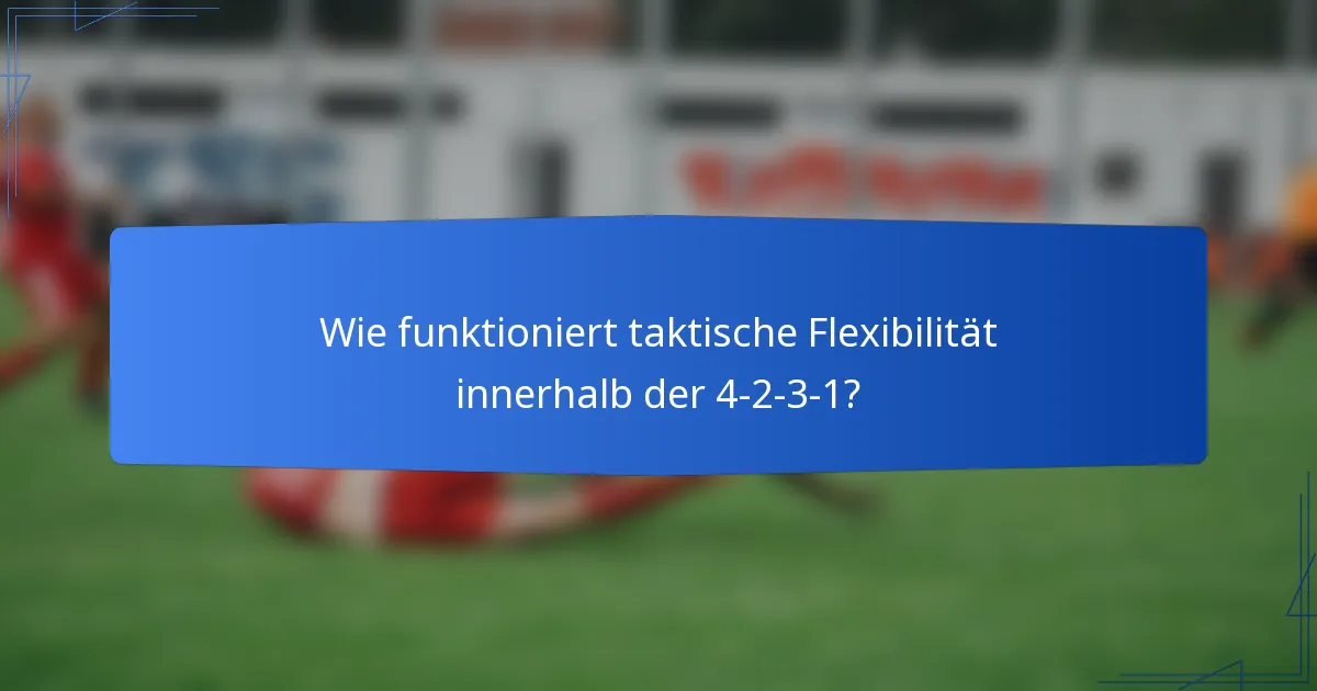 Wie funktioniert taktische Flexibilität innerhalb der 4-2-3-1?
