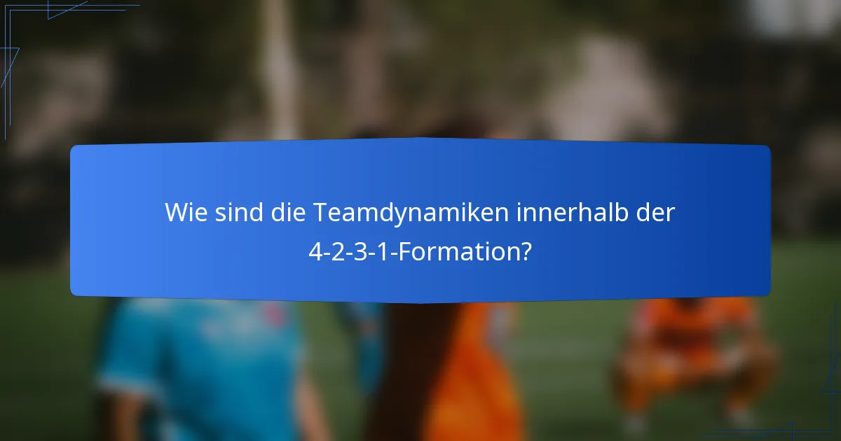 Wie sind die Teamdynamiken innerhalb der 4-2-3-1-Formation?
